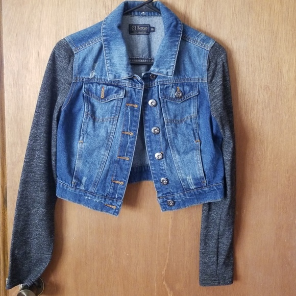 Ci Sono Jackets & Blazers - Jean jacket with cloth sleeves
